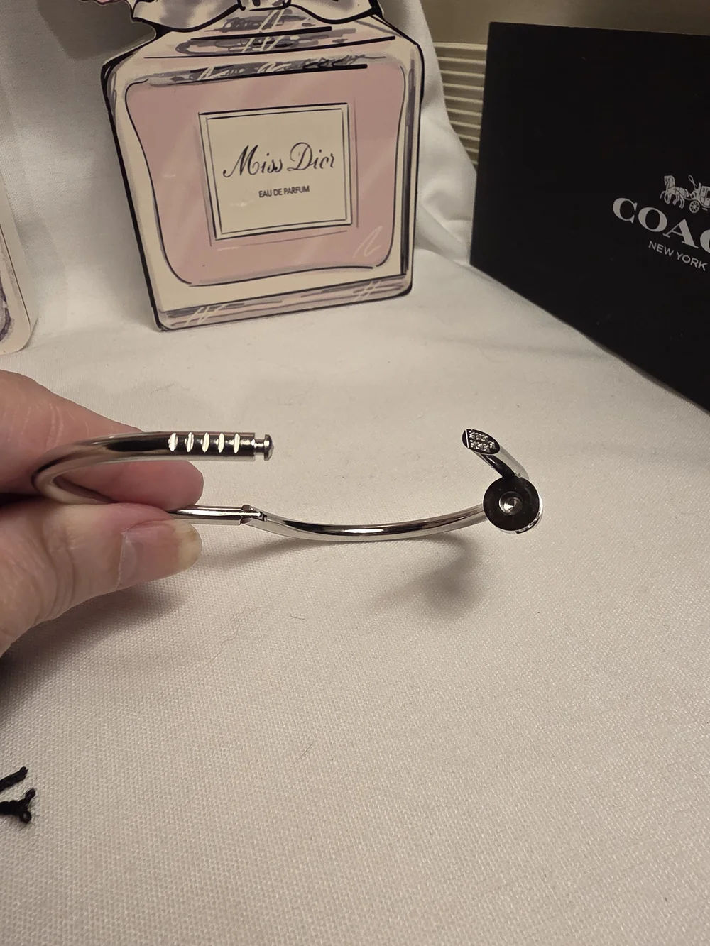 Inspired Silver-Tone Nail Hinged Bangle Bracelet